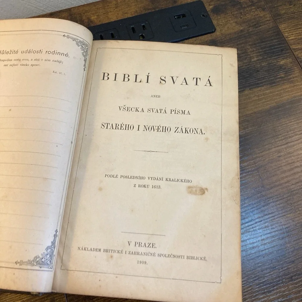 Antique Czech Bible 1909 Prague Kralice Biblí Svatá Vtg HC See Condition‎
